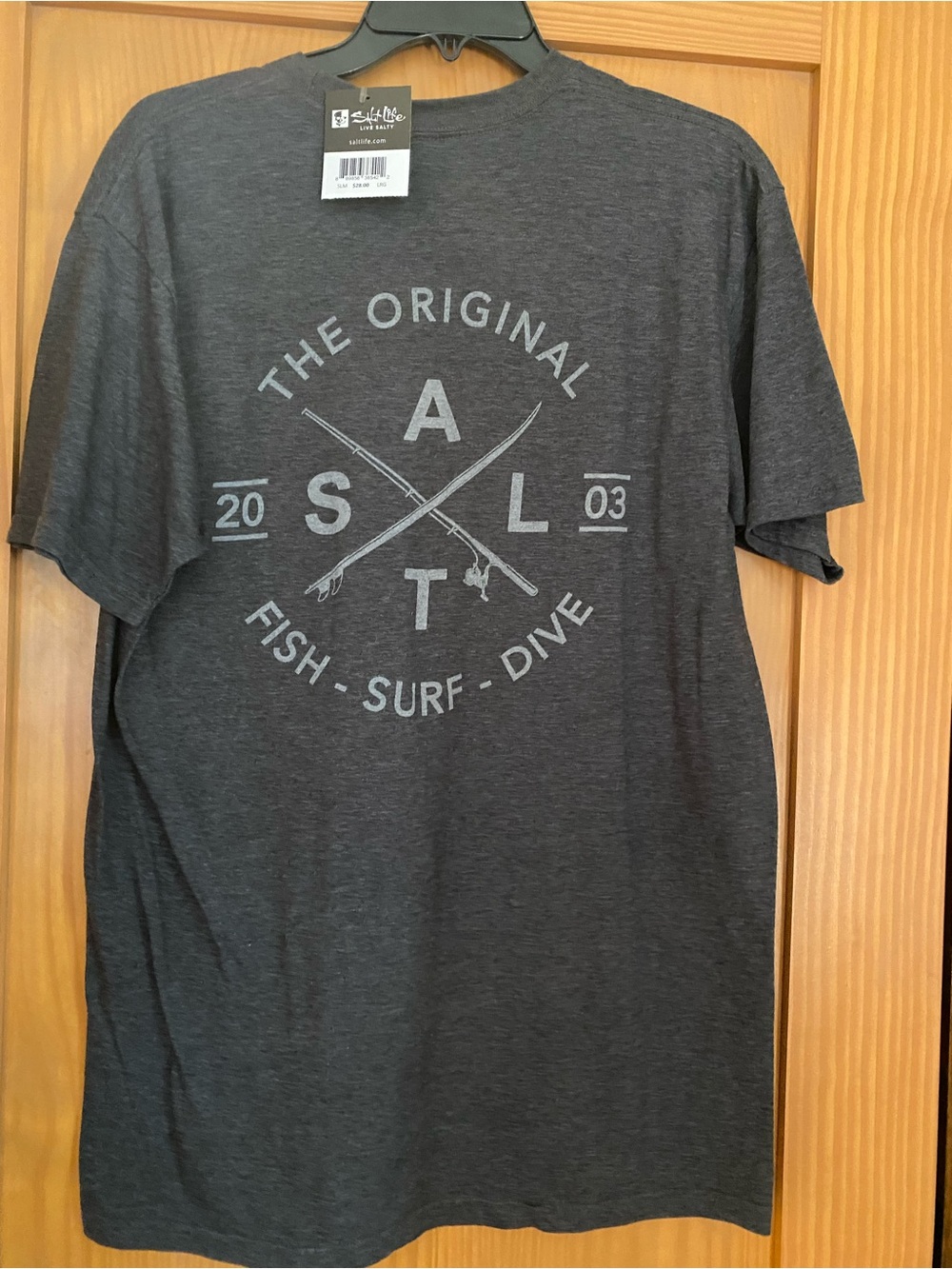 Salt Life Men’s Dark Gray The Original Fish Surf Dive Short Sleeve T-Shirt NWT L